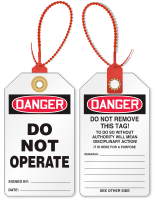 Don't Operate Loop n Lock Danger Tie Tag