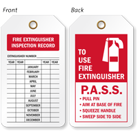 Fire Extinguisher Inspection Record 2 Sided Tag