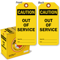 Caution Out of Service Lock Out Tag in a Box