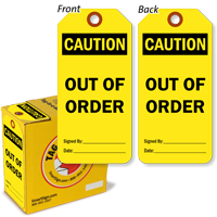 Caution Out of Order Safety Tag in a Box, 