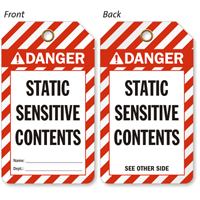 ANSI Static Sensitive Contents Danger Safety 2 Sided Tag