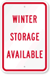 Winter Storage Available Sign