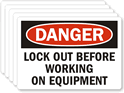 Danger Label: Lock Out Before Working on Equipment
