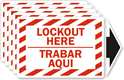 Lockout Here/Trabar Aqui Vinyl Label (with arrow)