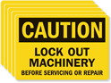 Caution Label: Lockout Machinery Before Servicing or Repair