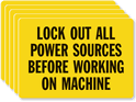 Lock Out All Power Sources Before Working Label