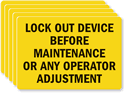Lock Out Device before Maintenance Vinyl Label