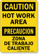Bilingual Hot Work Area Caution Sign