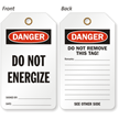 Danger Do Not Energize Double-Sided Tag