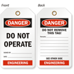 Engineering Do Not Operate Double Sided OSHA Danger Tag