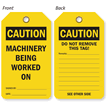 Caution Machinery Being Worked On 2-Sided Tag