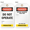 Production Do Not Operate 2 Sided Color Code Department Tag