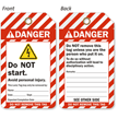 Do Not Start Avoid Personal Injury Lockout Tag