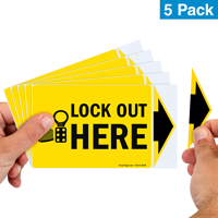 Lockout Here Vinyl Labels (with arrow)