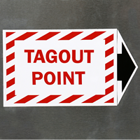 Tagout Point Vinyl Labels (with arrow)