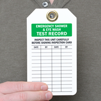 Emergency Shower, Eye Wash Test Record Inspection Tags