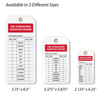 Fire Extinguisher Inspection Record 2-Sided Tags Sizes