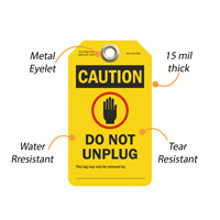 Do not remove plug caution tag