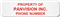 Asset Label, Property of Company Name with Phone Number