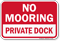 No Mooring, Private Dock Marina Sign