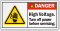 High Voltage Turn Off Power Before Servicing Label