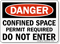 Danger Confined Space Permit Required Sign